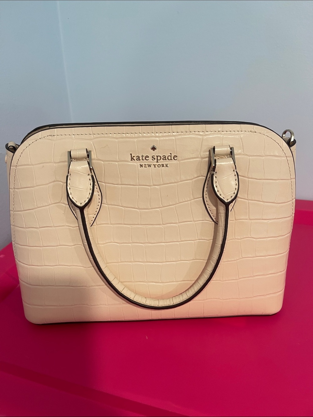 kate spade Cream Croc-Embossed Satchel